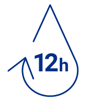 Icône : hydratation pendant 12 heures.