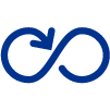 Icône du symbole de l'infini, modifié pour représenter un cycle avec une flèche.