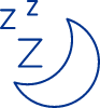 Icône d'une lune avec des Z, symbolisant la nuit ou le sommeil.