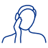 Icône d'une silhouette de tête et d'épaules, avec une main touchant délicatement la joue, suggérant une sensation de douceur ou de confort.